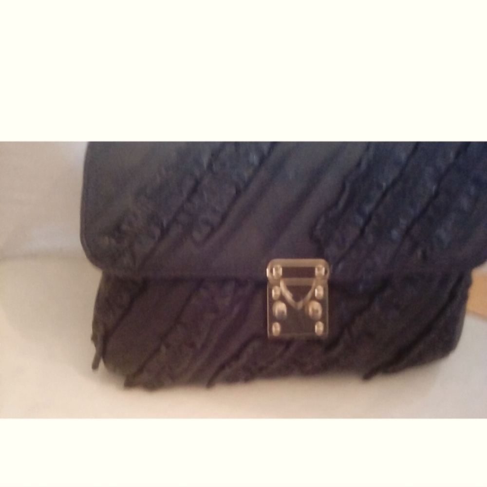 Black Ruffled Daniel Miller Clutch Bag